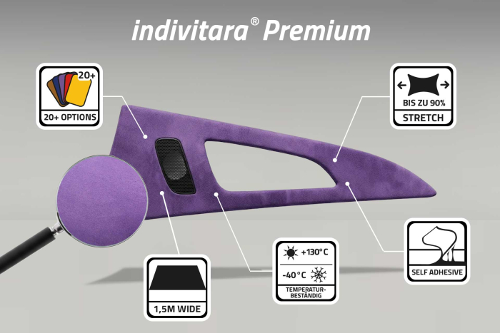 indivitara® Premium - selbstklebender Mikrofaserstoff Premium - Meterware - verschiedene Farben